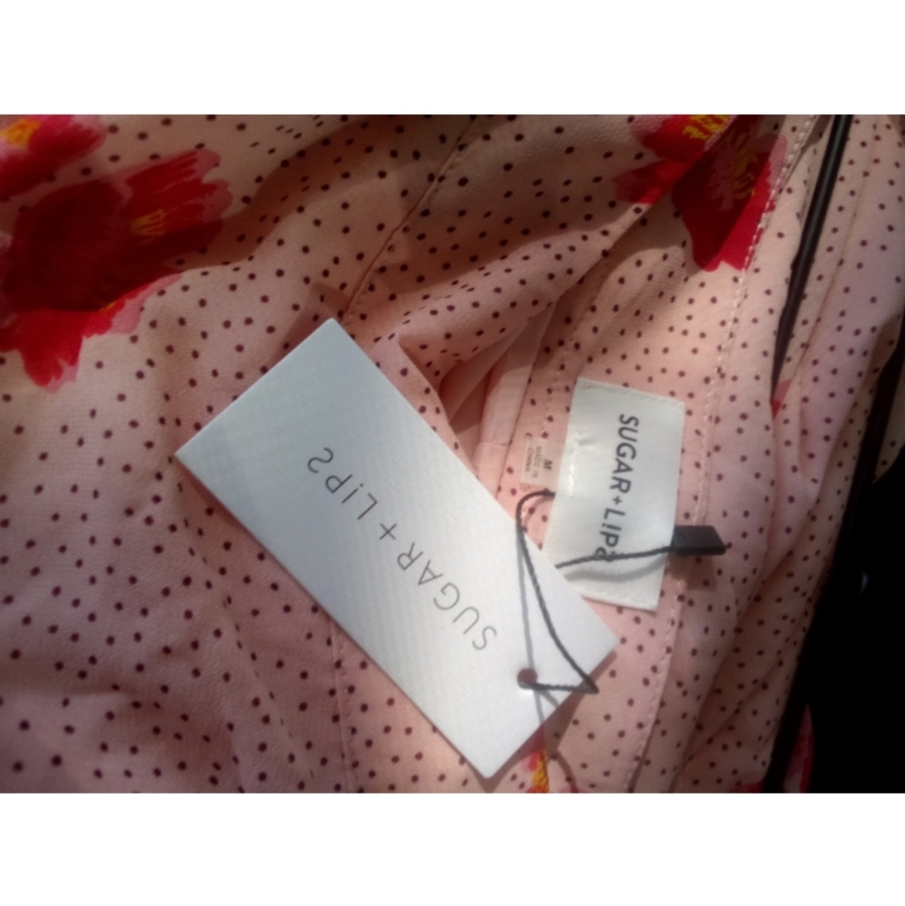SugarLips Asymmetrical Pink Floral Ruffle Layered Skirt MEDIUM NEW - Picture 15 of 16